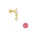 Orecchino labret singolo in argento S925 placcato oro con nappa di diamanti - Stile Pendente Iris #3 / Oro