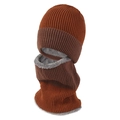 Winter fleece-lined knitted beanie hat and neck warmer set in brown for outdoor cycling - L(58-60cm) / Orange Red