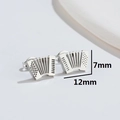 Sleek stainless steel accordion stud earrings in silver finish, size 12mm by 7mm - Accordion / Steel