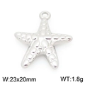 Polished starfish pendant charm in stainless steel for DIY jewelry, 23x20mm size - Silver Sea Star (KLJ9942-Z)