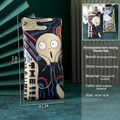 Artistic PU leather sunglasses pouch with cartoon masterpiece prints and auto-close clip - The Scream
