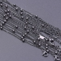 1,6mm schwarze 316L Edelstahl O-Gliederkette mit Perlen und stabilem Karabinerverschluss - Schwarz