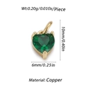 Golden heart pendant with green zircon gemstone, 10x6mm copper jewelry component - Copper / Green Heart Pendant (CX134-3)