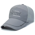 Gorra de béisbol gris transpirable con bordado Sport y paneles de tela de secado rápido - Gris