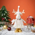 Christmas reindeer doll in cream and gold with sequined boots and a greeting card - 30CM Gold Reindeer Style