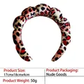 Padded leopard print sponge headband for women with a textured wave design - 22-velvet Red And Black Leopard Print Headband