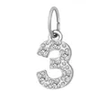 Silver stainless steel number 3 charm pendant with white zircon stones for jewelry DIY - Number 3(ZP39295) / Steel