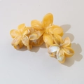 Elegant yellow marble texture hair claw clip with three-dimensional flower accents - #19abs Dark Yellow - Three Flowers / Bulk (No Packaging)