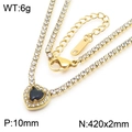 Gouden harthalsketting met donkerblauwe zirkoon hanger inclusief maatspecificaties - Goud - Zwarte Hart Ketting