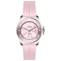 Reloj de cuarzo para mujer en silicona rosa con caja de acero plateado y fecha - Silicona Rosa