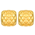 Minimalist square gold quilted stud earrings with geometric stainless steel relief - Quilted Lattice Square Style (6427)
