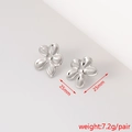 Detailed view of silver flower earrings showing 25mm dimensions and 7.2g weight - Classic Flower Shape (6#)