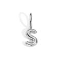 Polished silver bubble letter S pendant charm for personalized DIY jewelry making - Letter S / Silver