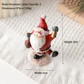 Resin Santa Claus figurine holding bell and gift bag for Christmas table decor, 9cm tall - Santa Style 2