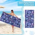 Detail of quick-drying microfiber beach towel with purple mandala pattern and 3D print - 150*75cm-250g / Blue Purple Mandala Paisley