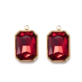 Lot de deux pendentifs rectangulaires en pierre rouge avec bordure dorée - Rouge