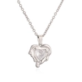 Lava heart necklace with zircon pendant in silver finish and dainty chain link - Silver
