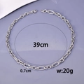 Silver stainless steel Cuban link chain necklace with dimensions 39cm length and 0.7cm width - Figaro Chain 3+1