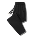 Men's black straight leg casual sweatpants with drawstring elastic waist and side zip pockets - XL / Black