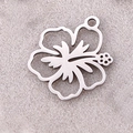 Polished stainless steel hollow flower pendant charm for DIY jewelry making - Hibiscus / Steel