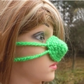 Funny green crochet nose warmer made of handmade wool yarn for party props - 5CM Diameter / Green