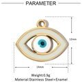 Macro detail showing technical dimensions of the evil eye stainless steel enamel pendant - Simple Blue White Eye