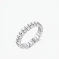 Sparkling S925 sterling silver baguette-cut diamond eternity ring with radial cutout - US 5 / Silver