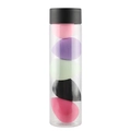Set of 5 colorful teardrop beauty blenders in a clear cylindrical storage jar with black cap - 5Pcs Set - Multi-color Mix #1