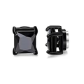 Square black cubic zirconia magnetic ear clips with four-prong steel setting - 1 Pair / 6mm Black Square