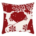 Red Christmas pillowcase featuring white reindeer and heart patterns for festive home decor - Red Heart Reindeer