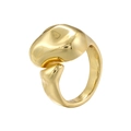 Close-up of a golden geometric irregular star-shaped ring with polished metal finish - Irregular Chunky Ring Style (VJ648 Gold)