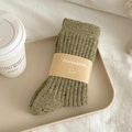 Chaussettes épaisses en laine vert mousse avec texture côtelée et emballage épuré - Taille unique / Vert Armée