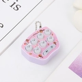 Mini whack-a-mole keychain game in pink and purple with cute emoji buttons - Chinese Packaging / Purple