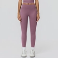 Dusty purple high waisted yoga set featuring seamless leggings and a matching sports bra - S / Medium Grey Purple