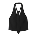 Schwarzes Neckholder-Top mit abnehmbarer Krawatte für einen trendigen ästhetischen Look - XS / Schwarz