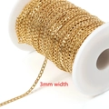 Catena cubana da 3mm in acciaio inossidabile 304 placcato oro su rocchetto - Oro-3mm