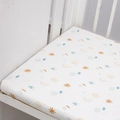 White cotton crib sheet featuring colorful stars and rainbows for nursery mattresses - Rainbow / 120*60cm