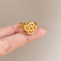 Vintage gold butterfly ring with red gemstone and pearls in a retro hollow design - Palace Rhombus