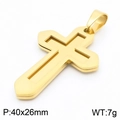 Minimalistische gouden roestvrijstalen kruishanger met hol midden 40x26mm model - Stijl A - Goudkleur (Zonder Ketting)