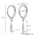 S925 sterling silver lightning bolt dangle hoop earrings with sparkling cubic zirconia - Silver-Plain