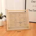Linen and wood jewelry display stand with multi-layer slots for ring storage - Vertical Ring Stand Linen