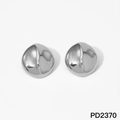 Polished silver stainless steel pebble earrings with minimalist ridge design PD2370 - Polished Dome Style (PD2370) / Silver