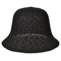Damen Fischerhut aus schwarzem Strick mit hohlem Mesh und modischem rundem Design - Schwarz