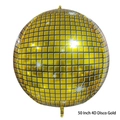 50 inch golden 4D disco ball balloon with metallic mirror finish for party decor - 50 inch / Gold