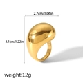 Anello a goccia esagerato in acciaio al titanio placcato oro 18k con dimensioni - Stile Goccia Spessa Liscia Oro (TR4190-6-G)