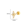 Golden star stud earring with clear zircon inlay and screw ball back 0.81cm tall - 3# Golden (Four-pointed Star)