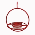 Mangiatoia per colibrì circolare rossa appesa con serbatoio trasparente e gancio - 1 Pezzo / Rosso