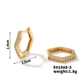 Detail of 1.4cm geometric hexagonal gold hoop earrings with white zircon stones - Gold Hexagon (E01668-3)