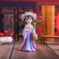 Chinese Tang Dynasty girl resin figurine in purple and pink hanfu with flower headpiece - 1218-2B Medium Flower Basket