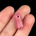 Pink natural stone double pointed hexagonal prism pendant for DIY jewelry making - Rhodonite